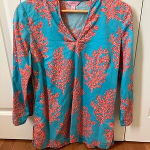 Lily Pulitzer Coral Print Tunic Top Sm